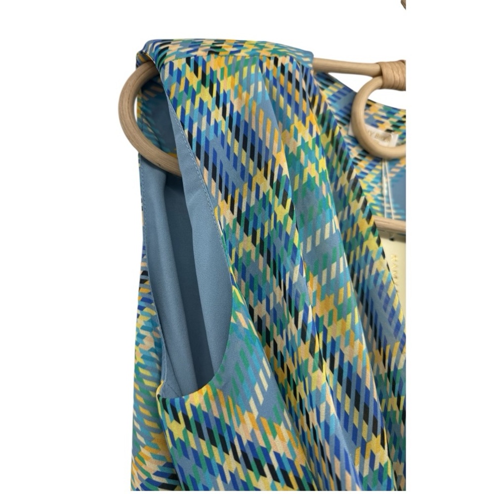 Ramy Brook New York Draped Lt Blue Plaid Cinch Waist Bow Blouse S NWT | $345 - Picture 4 of 16